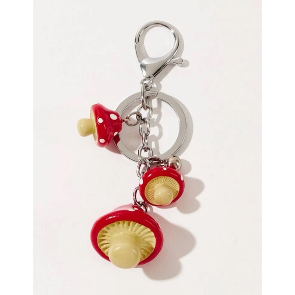 🍄 Style & Glamour Happy Red Spotted Mushroom Key Chain with Bell - NWT - Picture 10 of 11